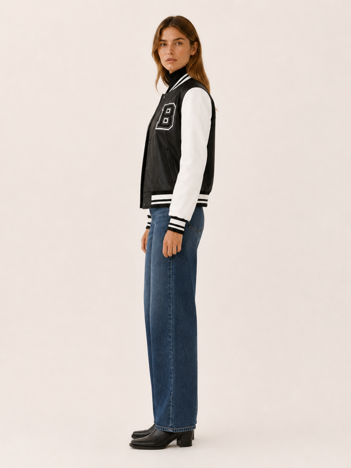 Mabli™ | Varsity Bomber Jacket with Contrast Sleeves