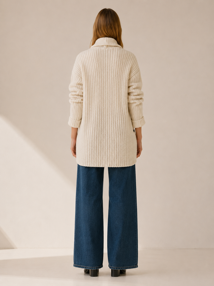 Maelle™ | Oversized Knit Cardigan with Open Front and Pockets