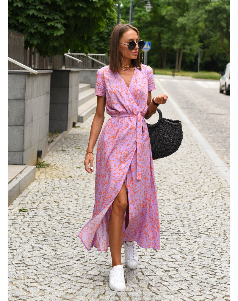 Tzahalit™ | Elegant V-Neck Floral Dress