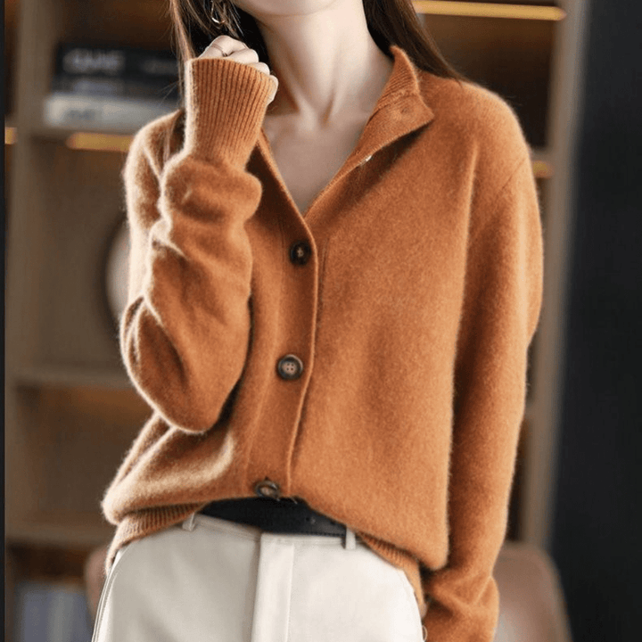 Yvette™ | Women's Stand Collar Knit Cardigan with Button Front