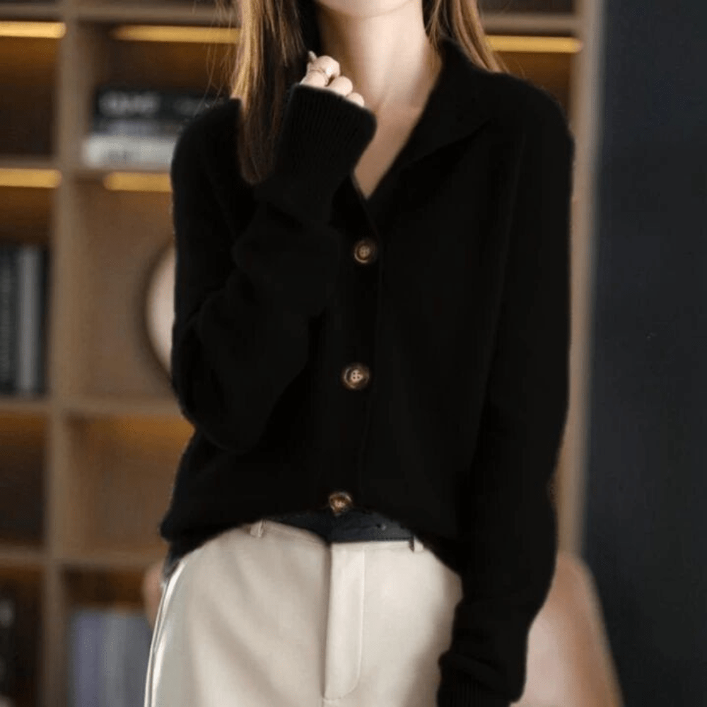Yvette™ | Women's Stand Collar Knit Cardigan with Button Front