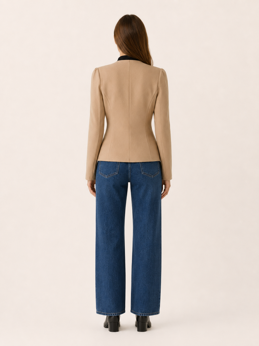 Marcella™ | Cropped Blazer with Gold Buttons, Khaki