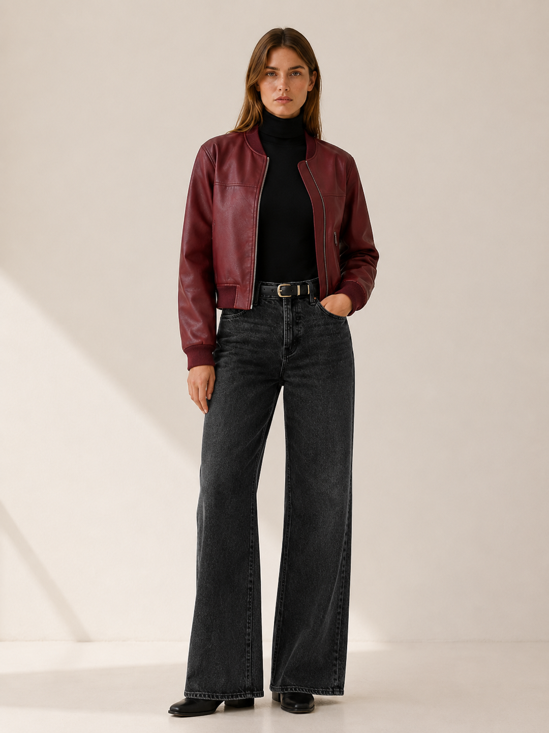 Maren™ | Collarless Cropped Jacket with Zip Front
