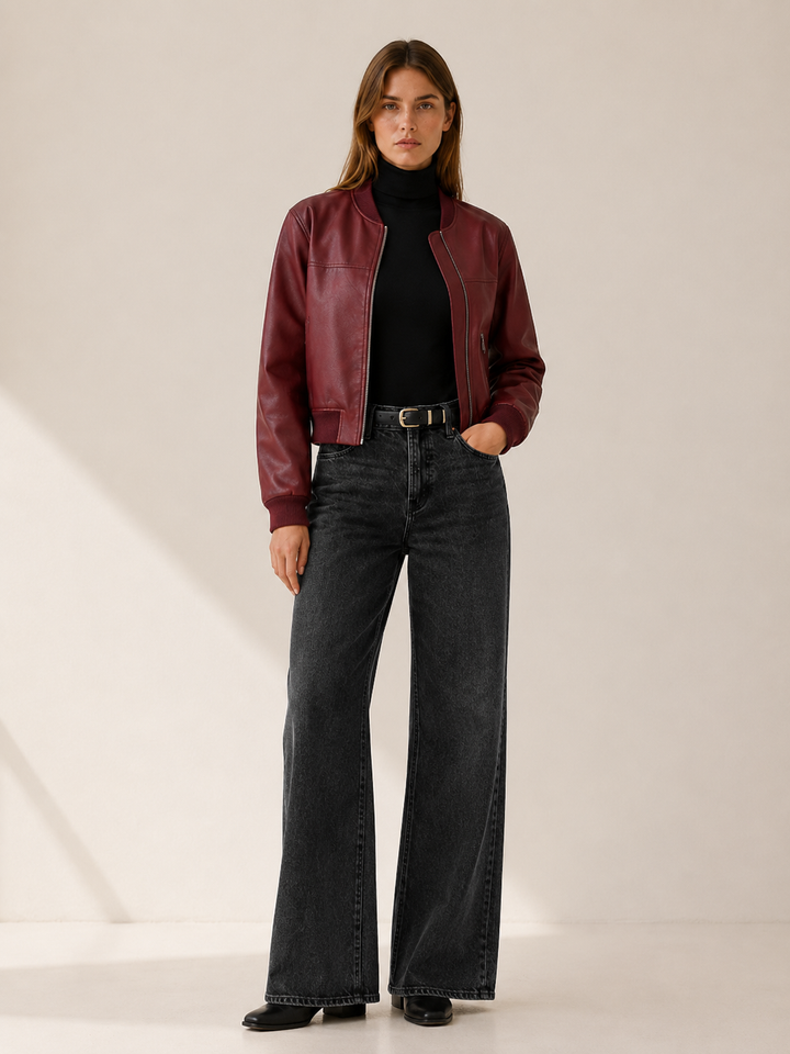 Maren™ | Collarless Cropped Jacket with Zip Front