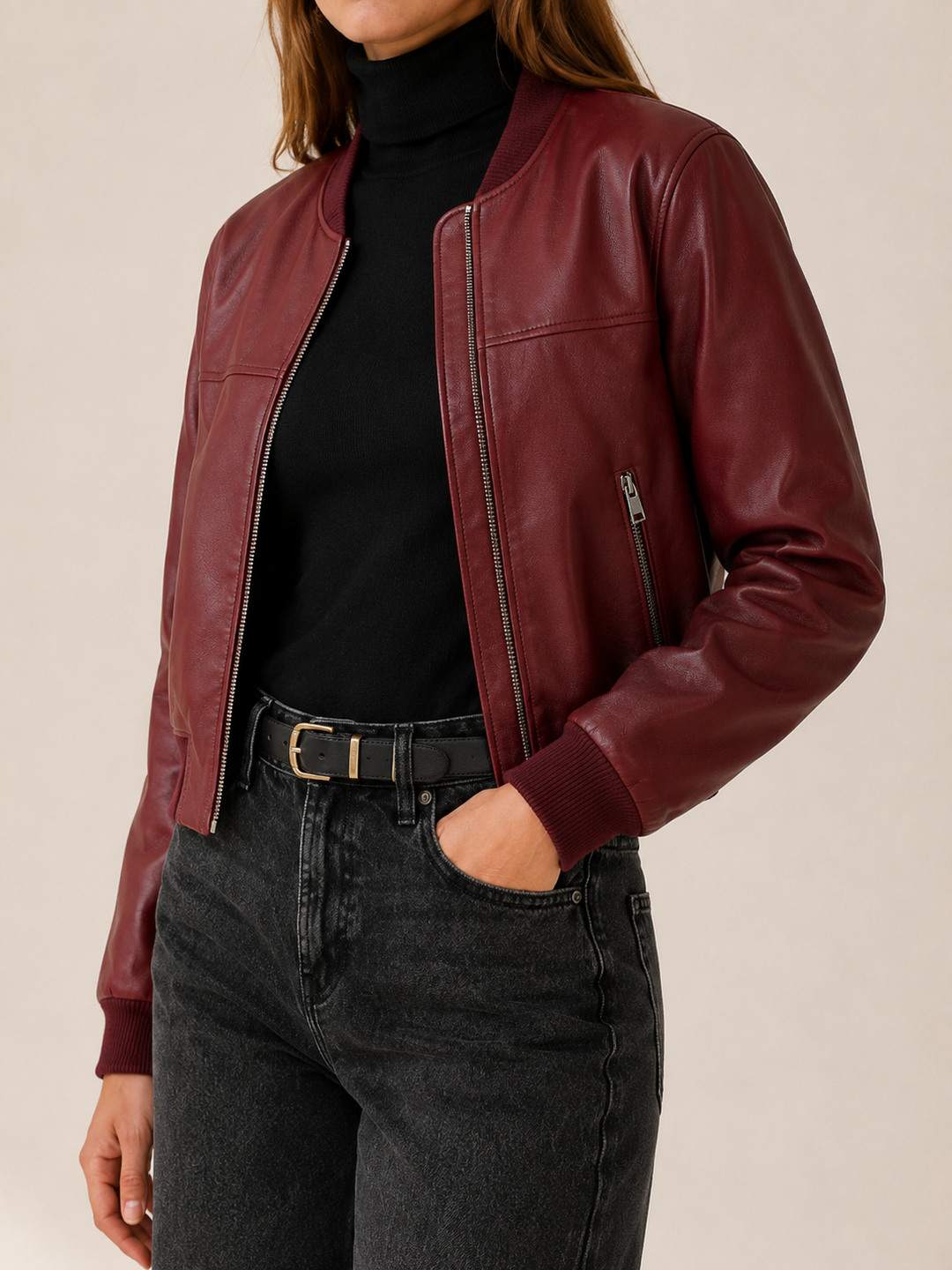 Maren™ | Collarless Cropped Jacket with Zip Front