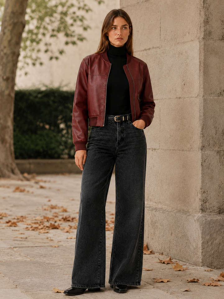 Maren™ | Collarless Cropped Jacket with Zip Front