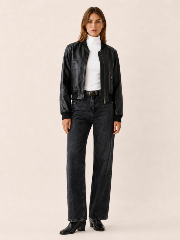 Maren™ | Collarless Cropped Jacket with Zip Front