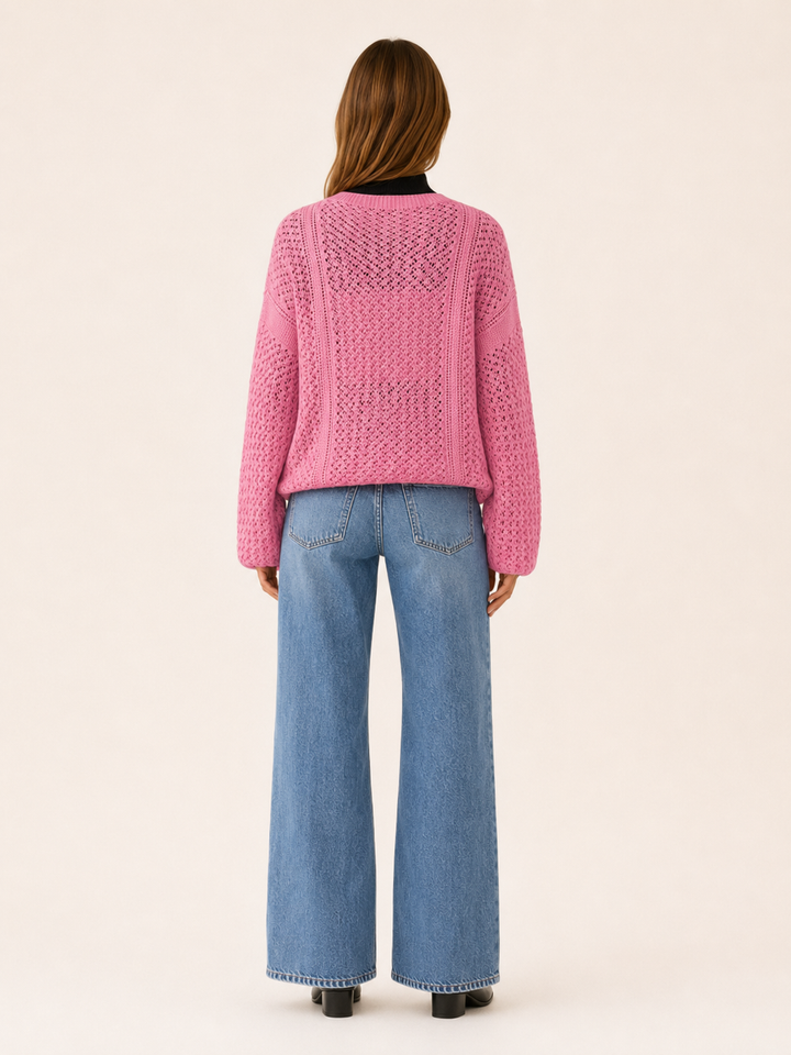 Maribel™ | Openwork V-Neck Cardigan with Buttons