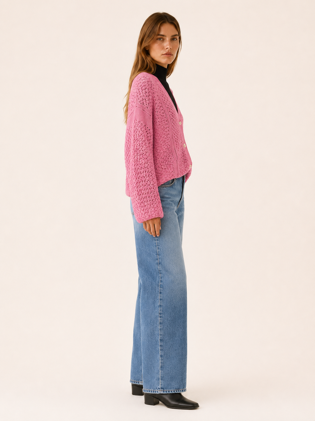 Maribel™ | Openwork V-Neck Cardigan with Buttons