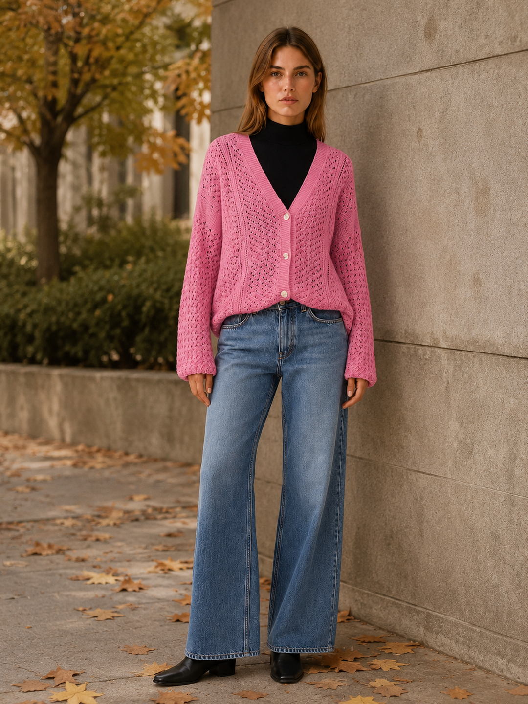Maribel™ | Openwork V-Neck Cardigan with Buttons