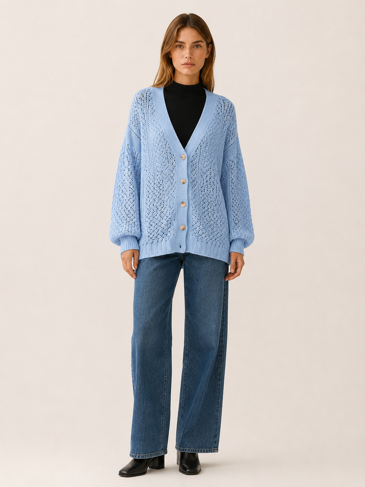 Maribel™ | Openwork V-Neck Cardigan with Buttons