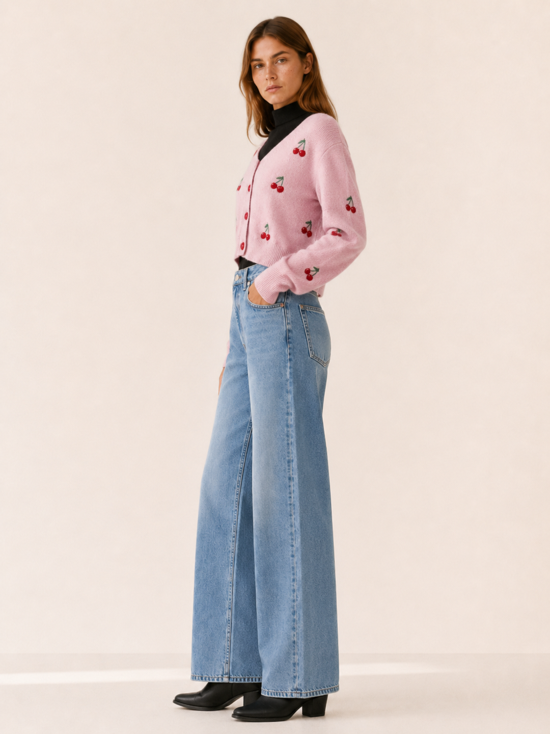 Maris™ | Cropped Cherry-Embroidered Cardigan