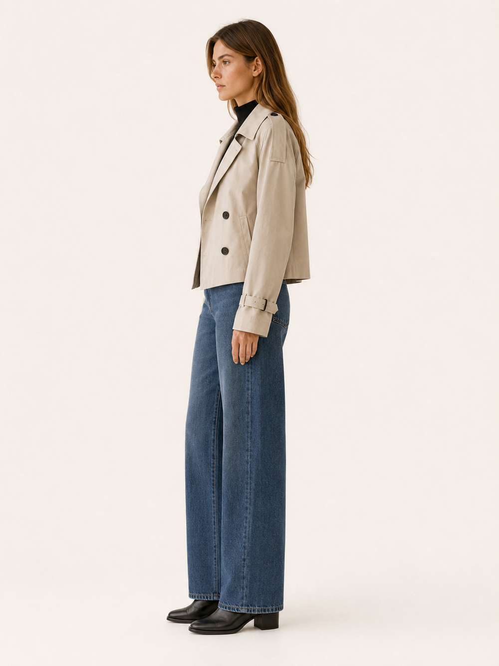 Mathilde™ | Short Trench Coat with Epaulettes