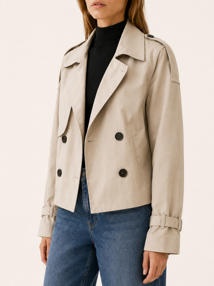 Mathilde™ | Short Trench Coat with Epaulettes