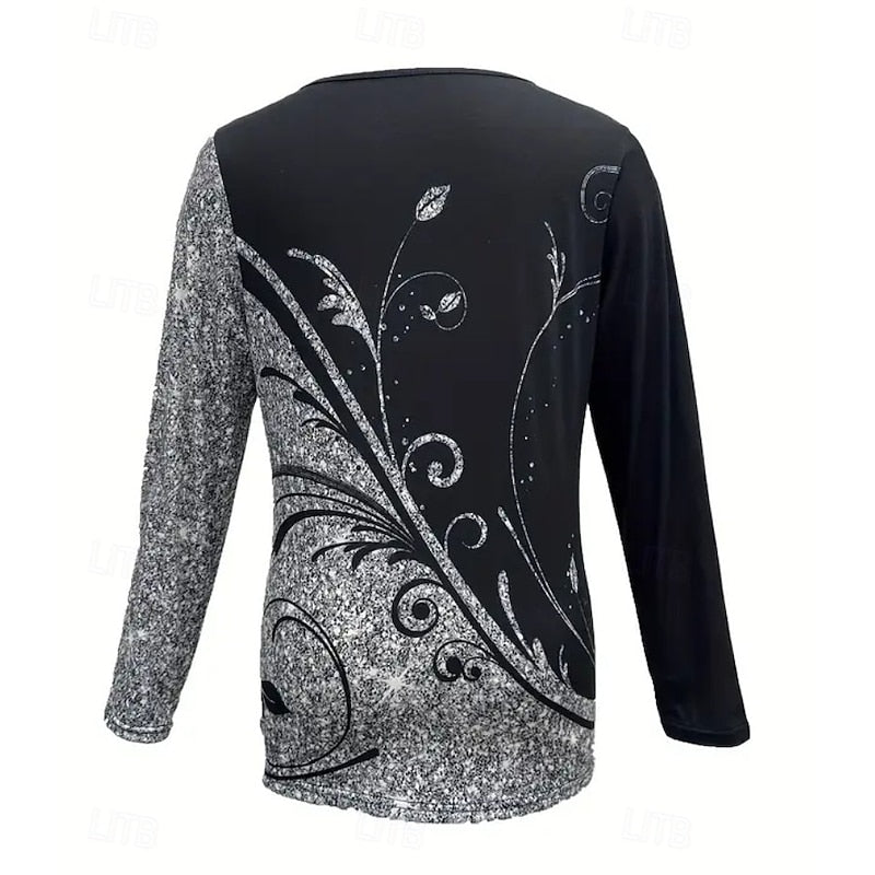 Azalea™ | Women's Floral Print Quarter-Zip Long Sleeve Top