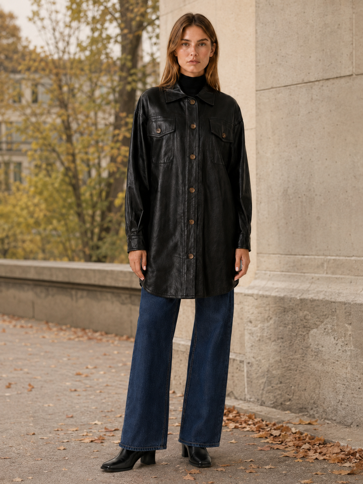 Mireille™ | Oversized Shirt Jacket with Chest Pockets