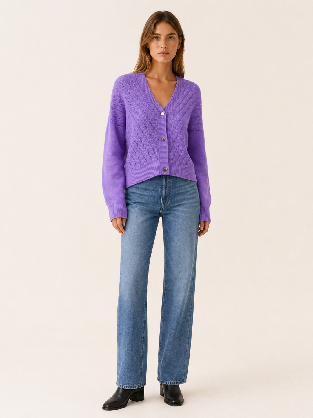 Mirren™ | Ribbed V-Neck Cardigan with Button Front