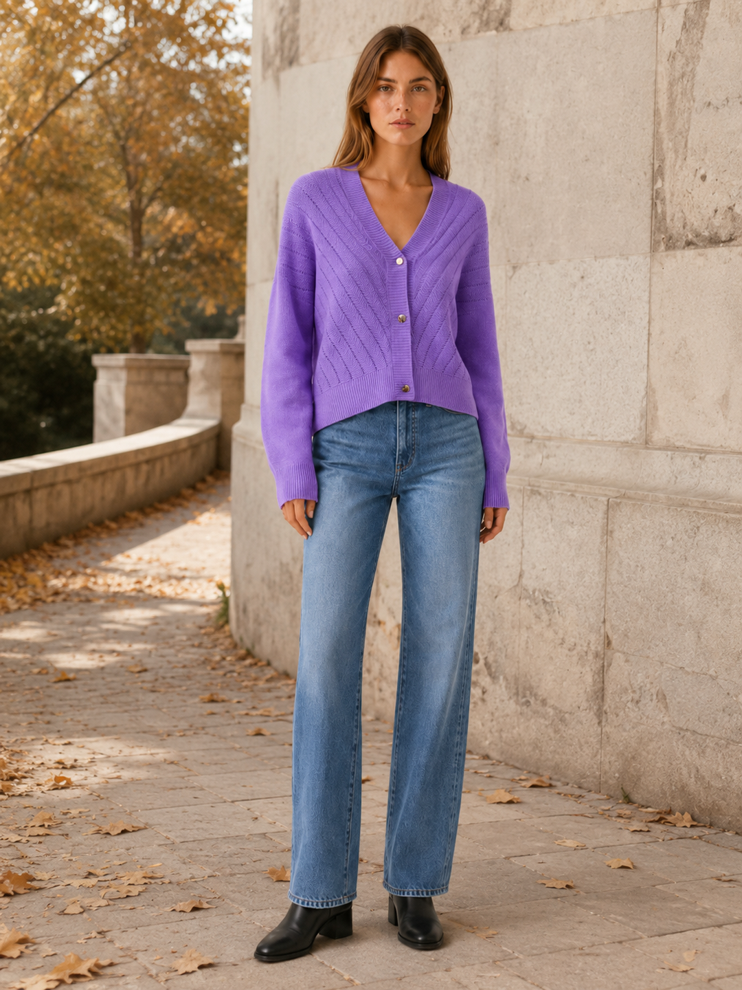 Mirren™ | Ribbed V-Neck Cardigan with Button Front