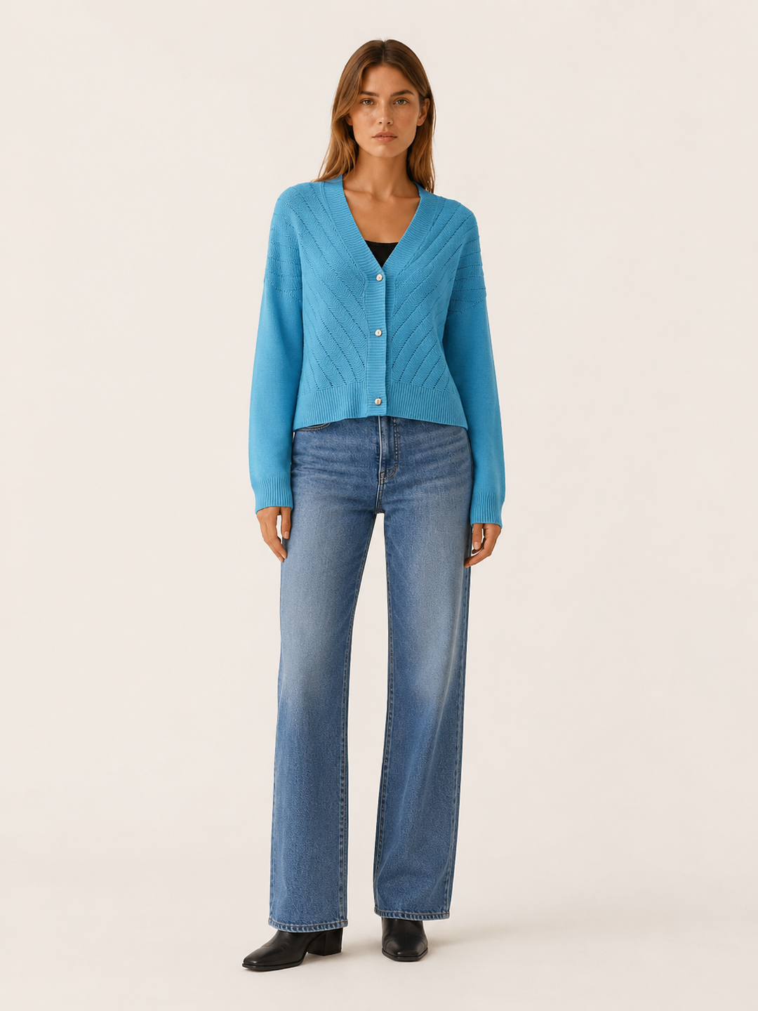 Mirren™ | Ribbed V-Neck Cardigan with Button Front