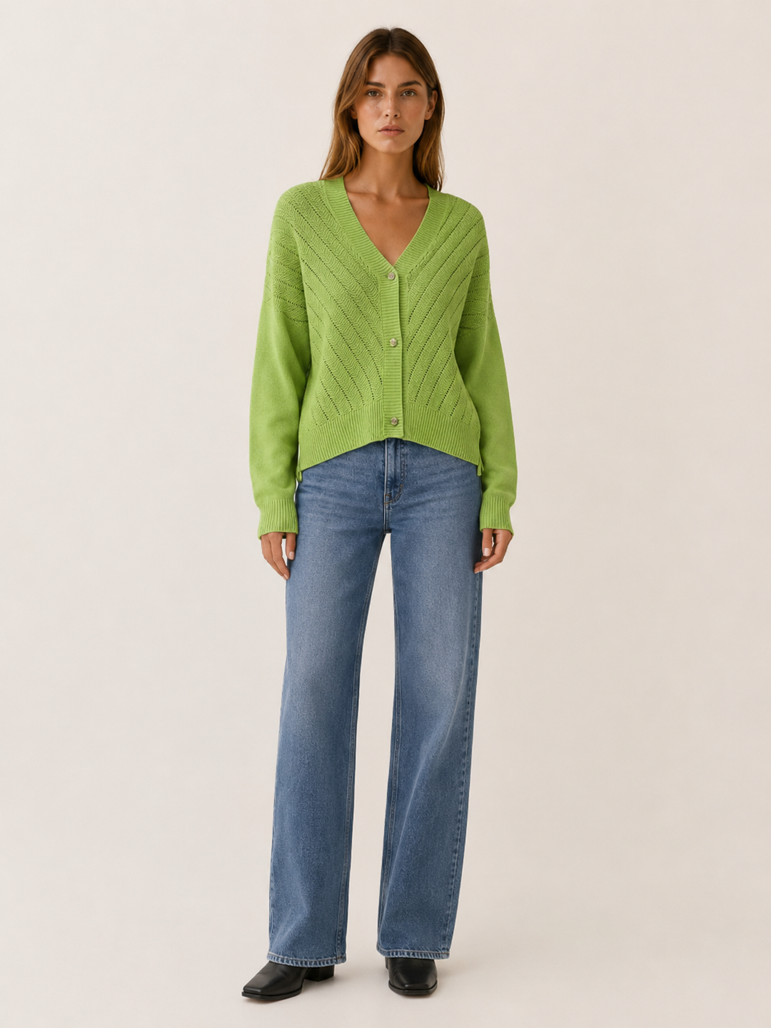 Mirren™ | Ribbed V-Neck Cardigan with Button Front