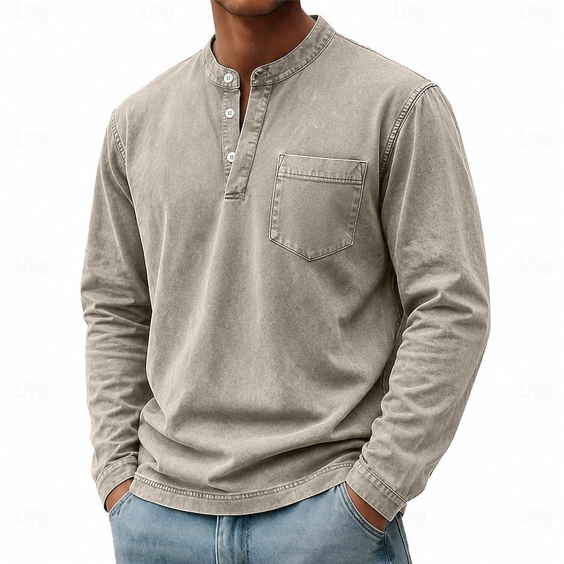 Caspian™ | Men's Washed Chest-Pocket Henley Shirt