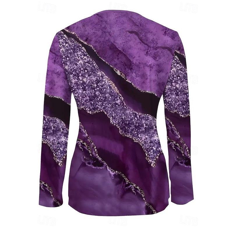 Azalea™ | Women's Floral Print Quarter-Zip Long Sleeve Top