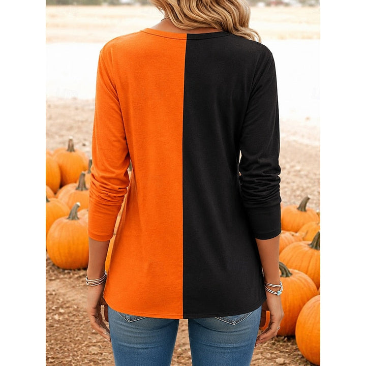Cora™ | Women's Halloween Pumpkin Print Long Sleeve Top