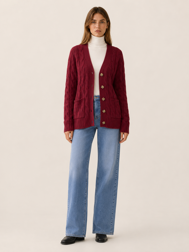 Nerissa™ | Longline Button Cardigan with Patch Pockets