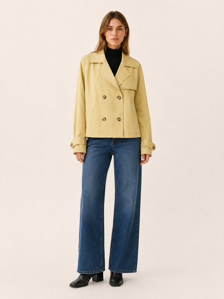 Nerissa™ | Short Trench Coat in Yellow