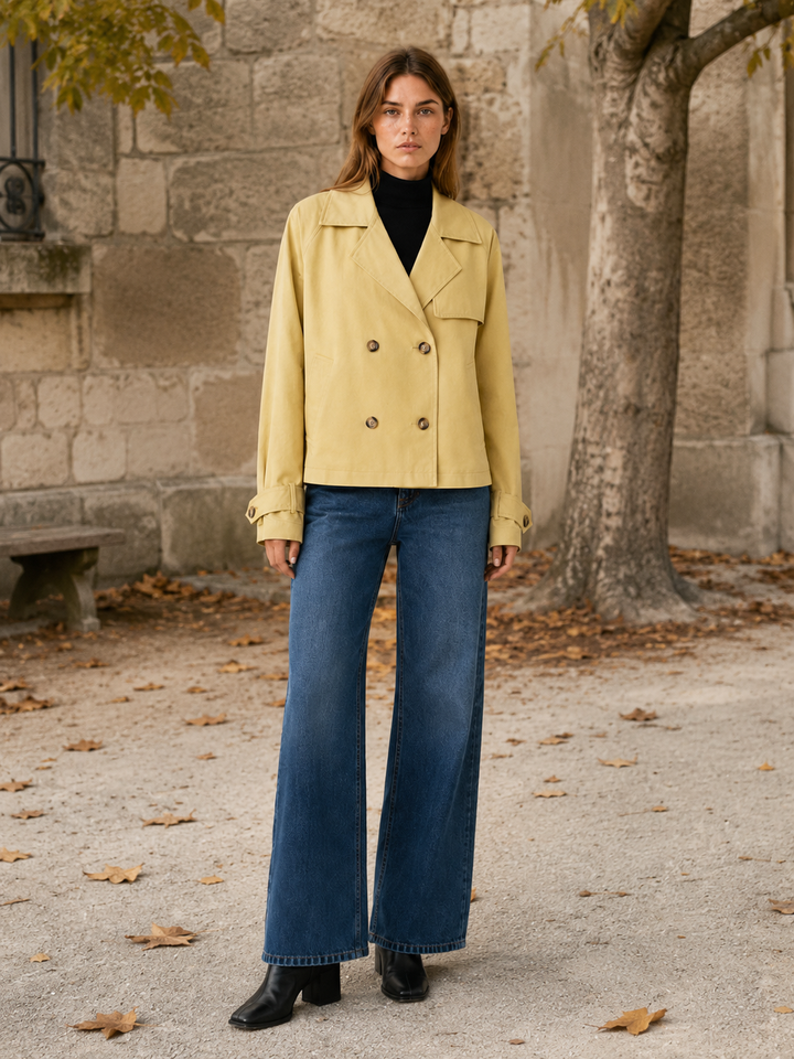 Nerissa™ | Short Trench Coat in Yellow
