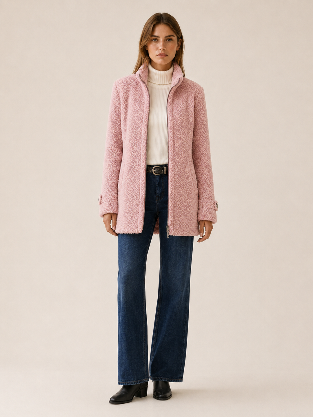 Nerys™ | Fleece Jacket with Zip Front and Stand Collar