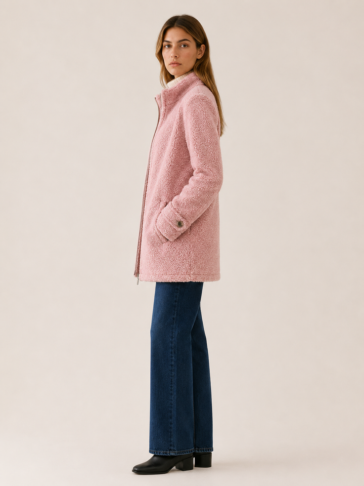 Nerys™ | Fleece Jacket with Zip Front and Stand Collar