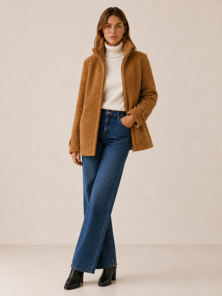 Nerys™ | Fleece Jacket with Zip Front and Stand Collar