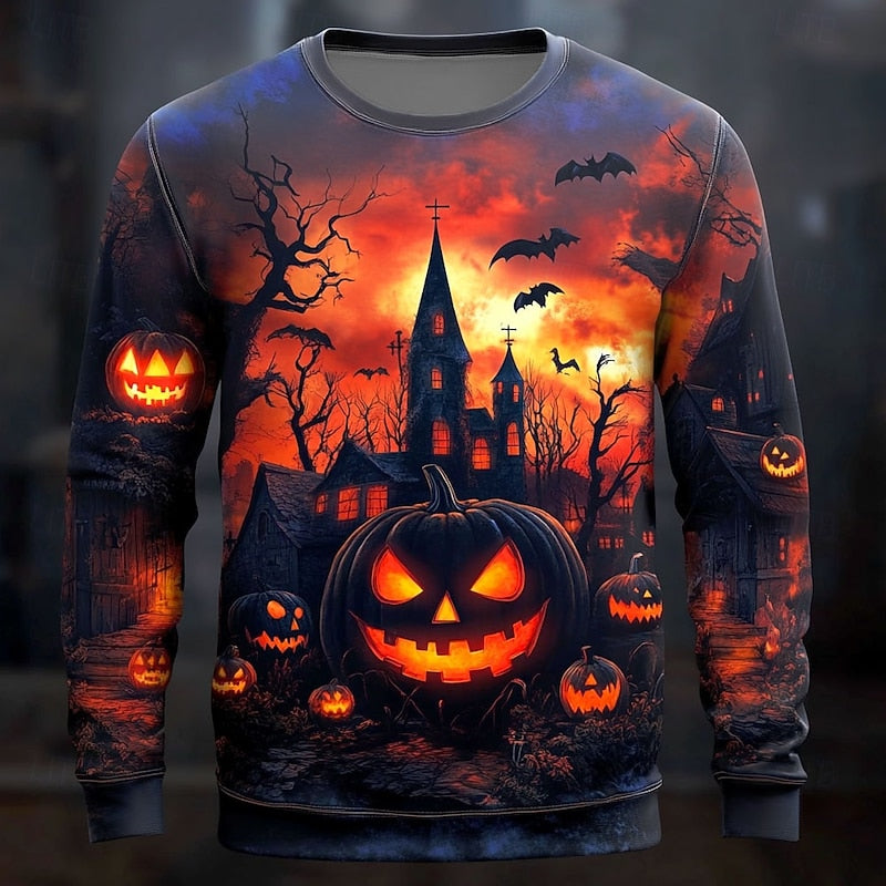 Merrick™ | Men's Halloween Graphic Print Crew Neck Sweatshirt
