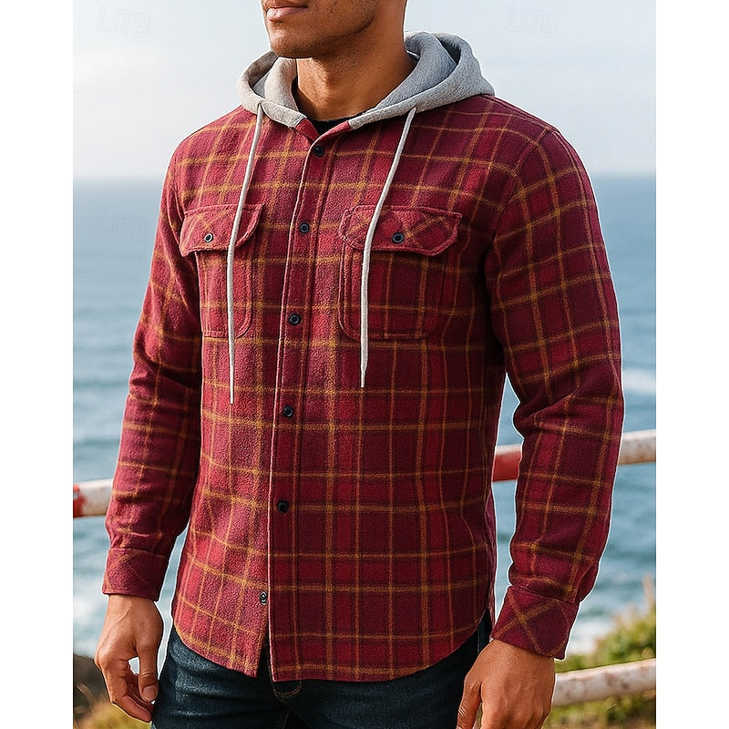 Cormac™ | Men's Hooded Plaid Shirt Jacket