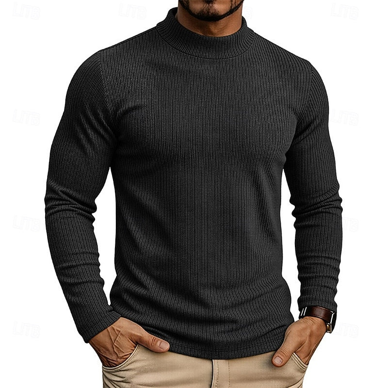 Atticus™ | Men's Ribbed Mock Neck Long Sleeve Top