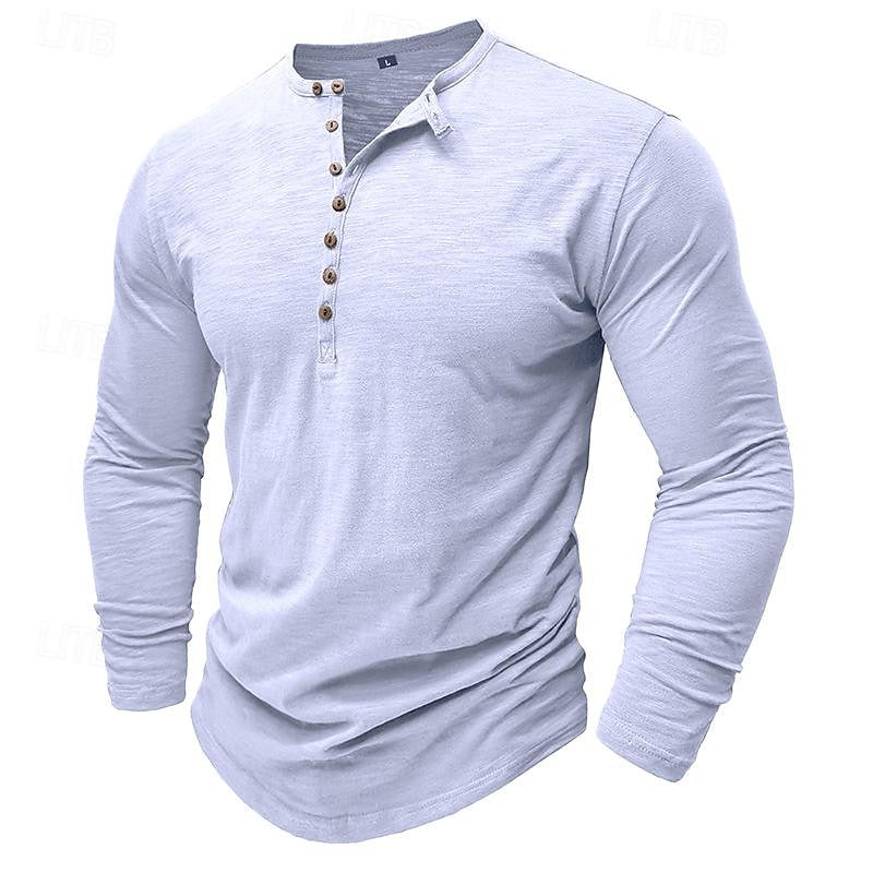 Brantley™ | Men's Long Sleeve Button Placket Henley Shirt