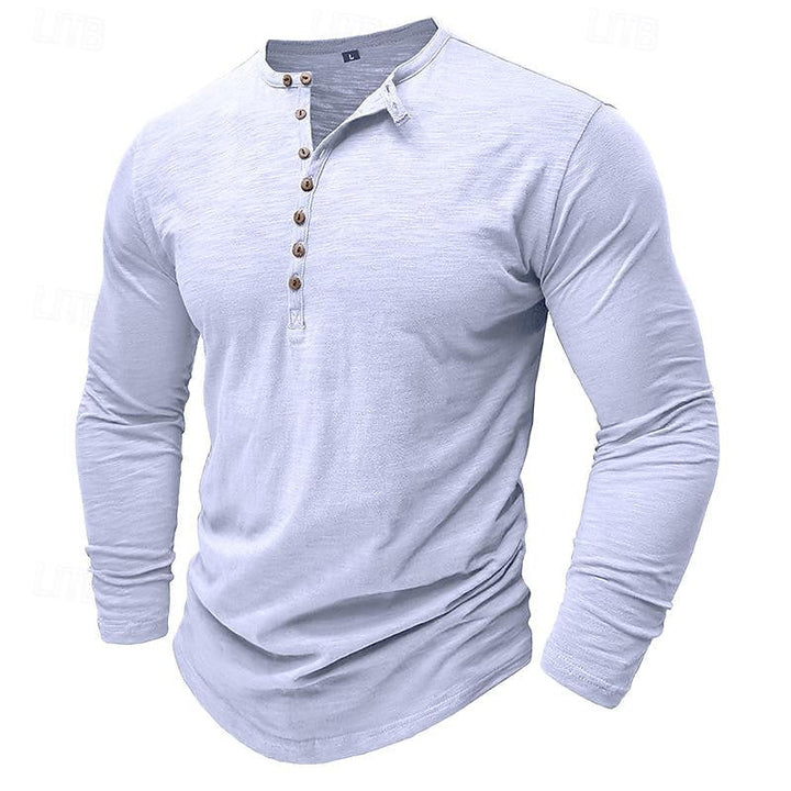 Brantley™ | Men's Long Sleeve Button Placket Henley Shirt