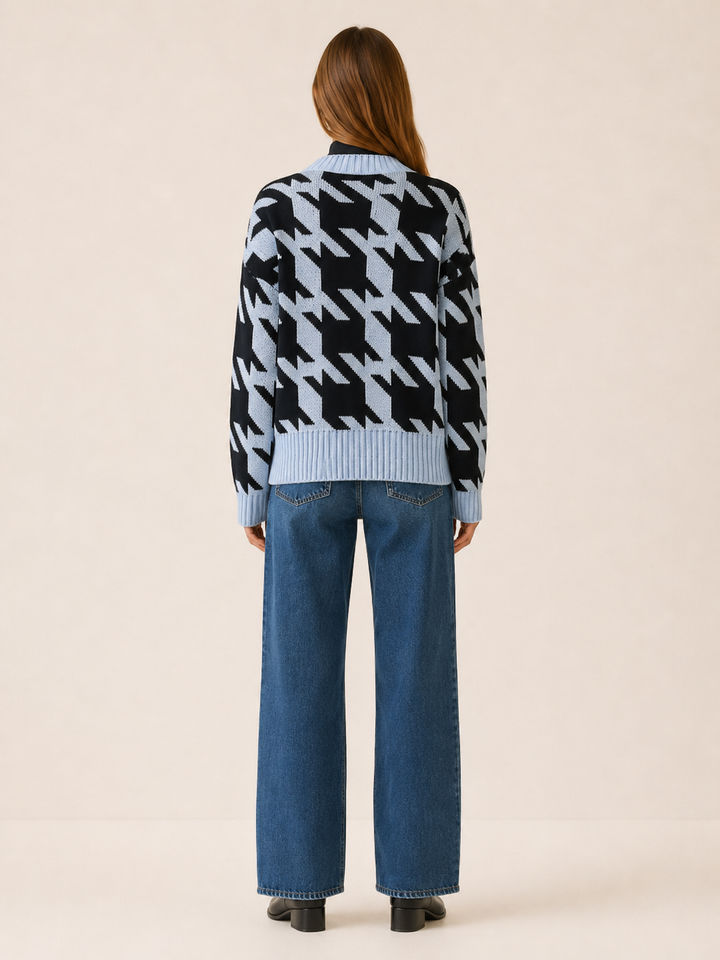 Odette™ | Houndstooth Cardigan with Button Front
