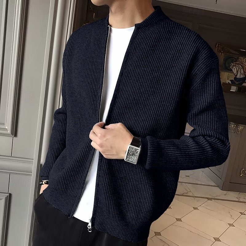 Peregrine™ | Men's Ribbed Stand Collar Zip Front Cardigan