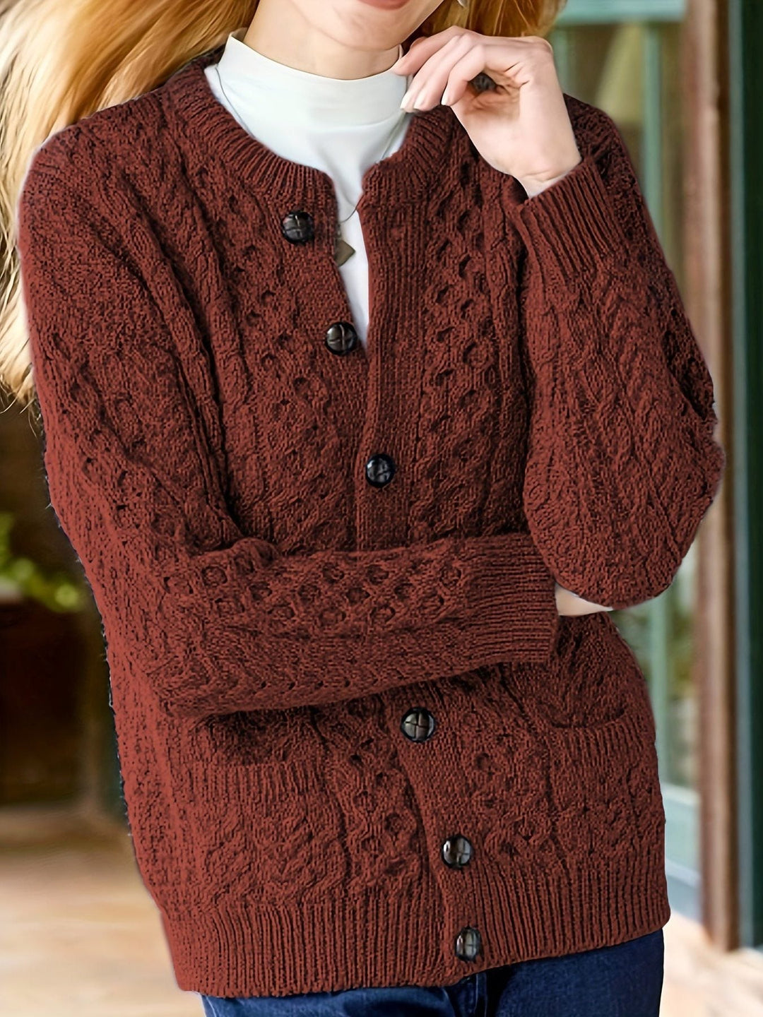 Winifred™ | Women's Textured Knit Button Front Cardigan