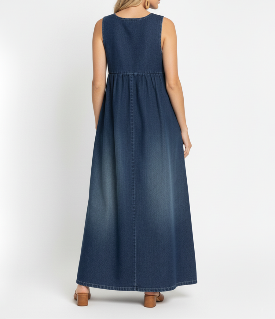 Karen | Soft Washed Vintage Denim Maxi Dress