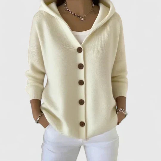Gwenllian™ | Women's Plus Size Hooded Button Down Knit Cardigan
