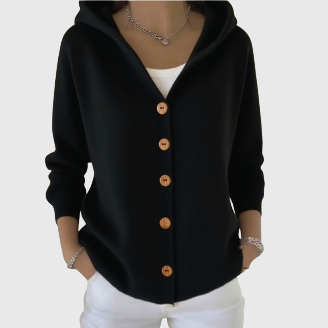 Gwenllian™ | Women's Plus Size Hooded Button Down Knit Cardigan