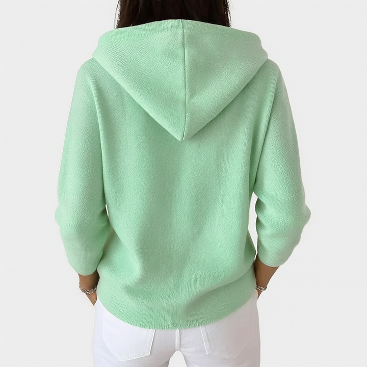 Gwenllian™ | Women's Plus Size Hooded Button Down Knit Cardigan