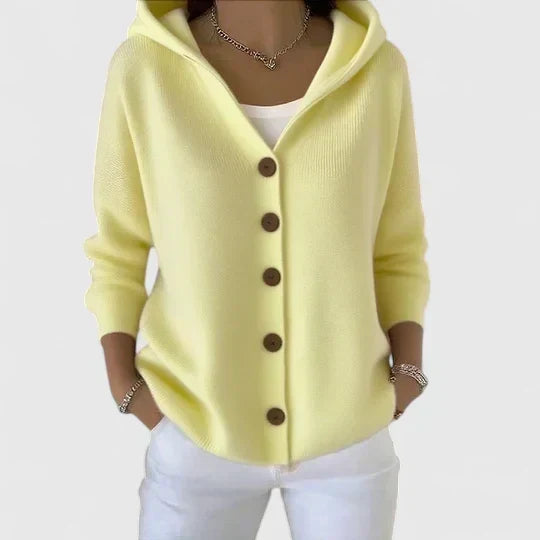 Gwenllian™ | Women's Plus Size Hooded Button Down Knit Cardigan