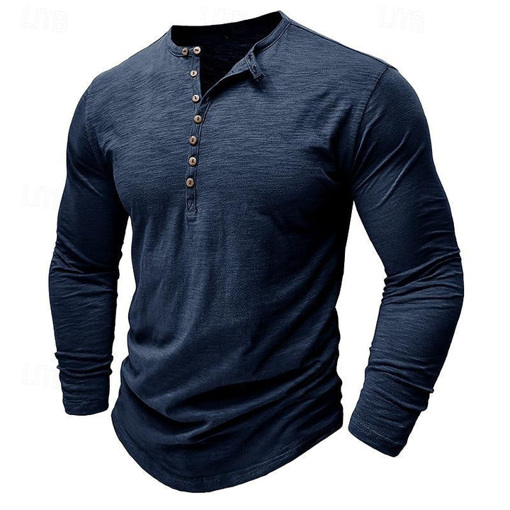 Brantley™ | Men's Long Sleeve Button Placket Henley Shirt
