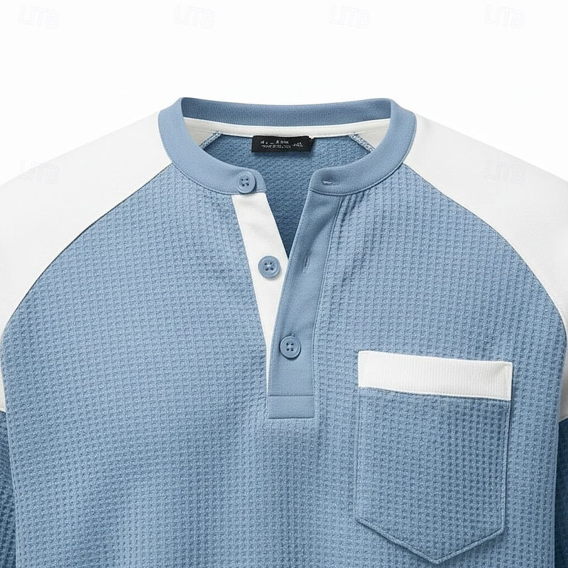 Cedric™ | Men's Colorblock Waffle Henley Shirt