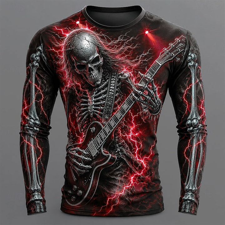 Wilder™ | Men's Halloween Skeleton Guitar Print Long Sleeve T Shirt
