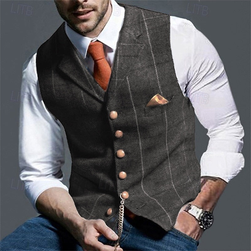 Jasper™ | Men's Herringbone V-Neck Waistcoat